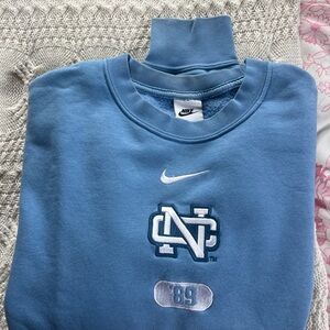 Nike UNC Light Blue Crewneck Sweatshirt with Embroidered Logo